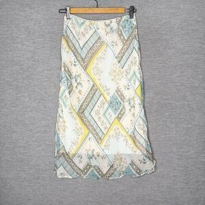 Vintage Dressbarn Y2k Blue Green Fairy  Pull On Midi Skirt Size Small Patchwork